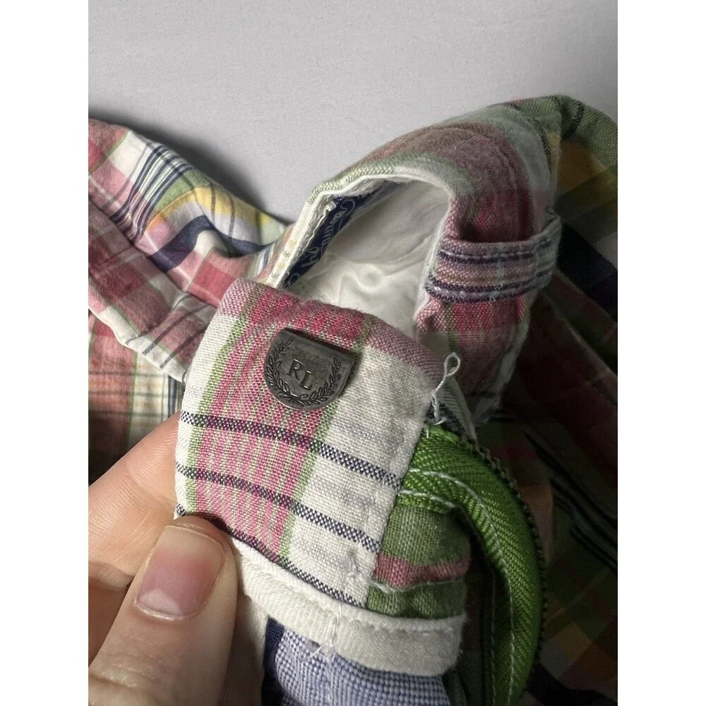 POLO RALPH LAUREN PROSPECT Mens Sz 35 Multicolor Plaid Cotton Flat Front Shorts
